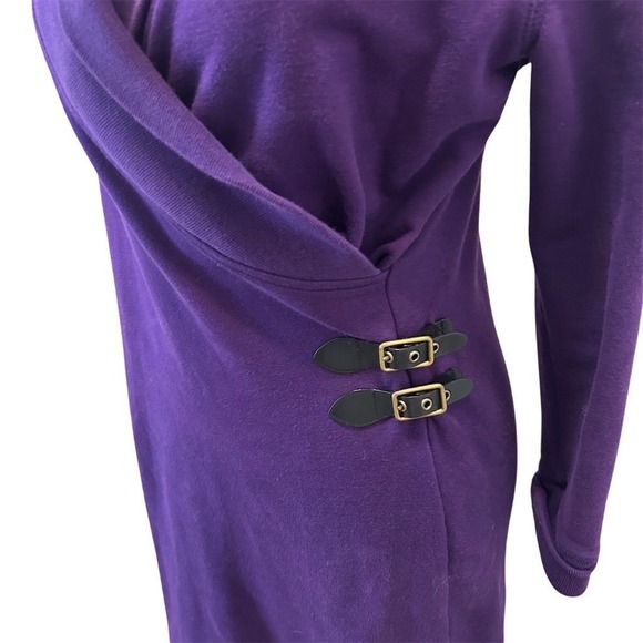Lauren Jeans Co Ralph Lauren Petite Purple Shawl Collar Buckle Dress Women PS - Picture 4 of 9